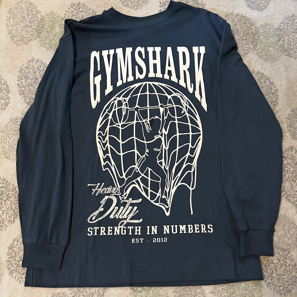 Gymshark Navy Graphic Long Sleeve Tee